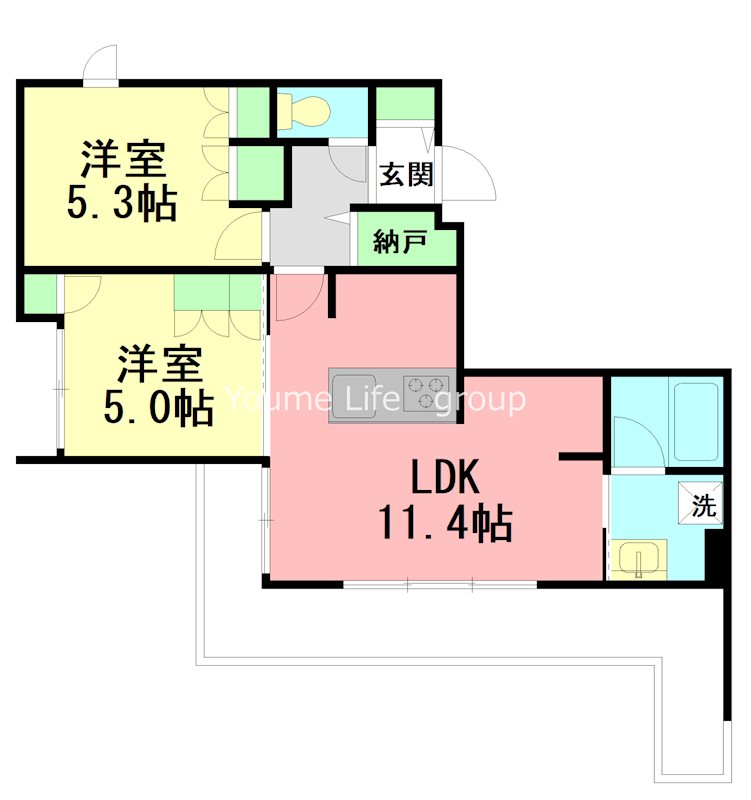 藤沢市鵠沼石上のマンションの間取り