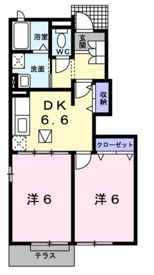 安芸郡熊野町萩原のアパートの間取り