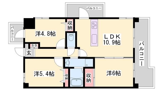 プレステージ姫路御国野の間取り