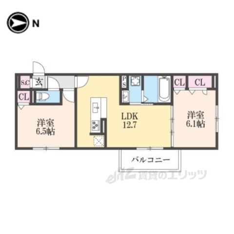 ＤーＲＯＯＭ一乗寺の間取り