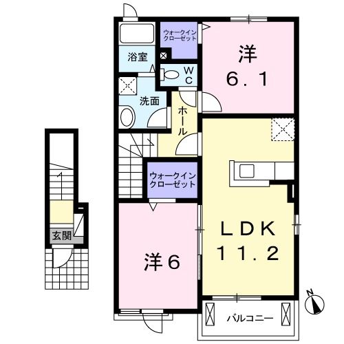 下関市吉見古宿町のアパートの間取り