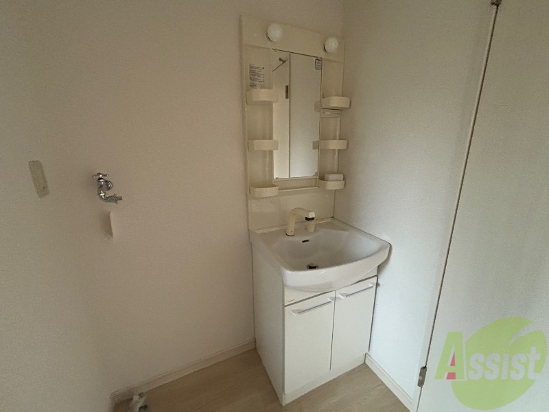 洗面設備　洗面台には収納があり、ライトも付いています。