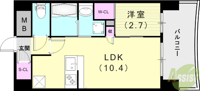 神戸市中央区日暮通のマンションの間取り