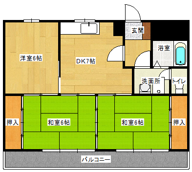 広島市東区矢賀のマンションの間取り