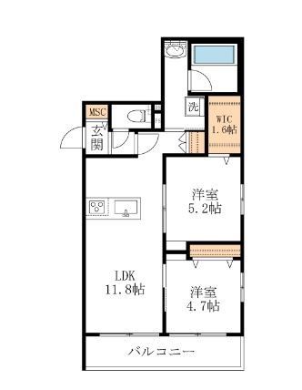 川越市仙波町のマンションの間取り