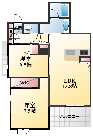 豊中市少路のマンションの間取り