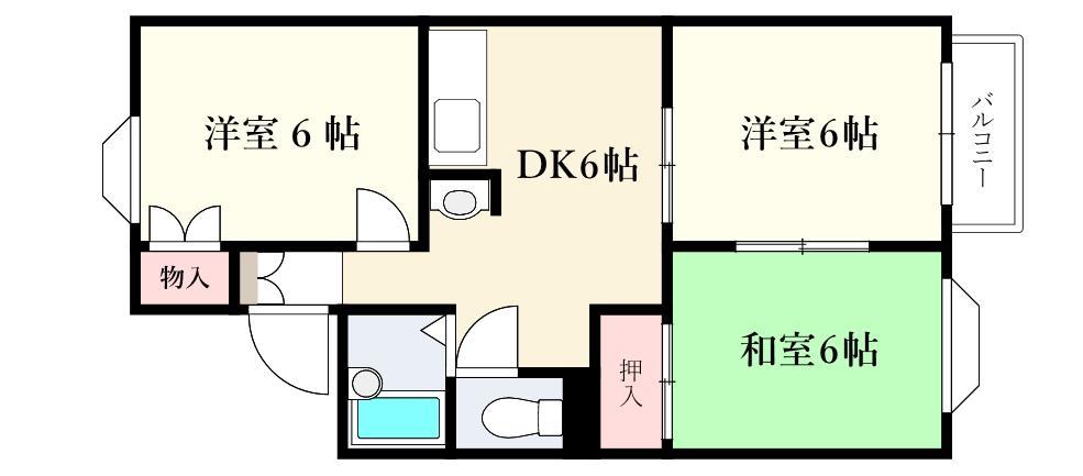 仙台市青葉区花京院のアパートの間取り