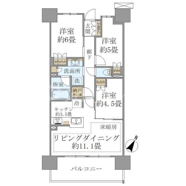 さいたま市大宮区北袋町のマンションの間取り