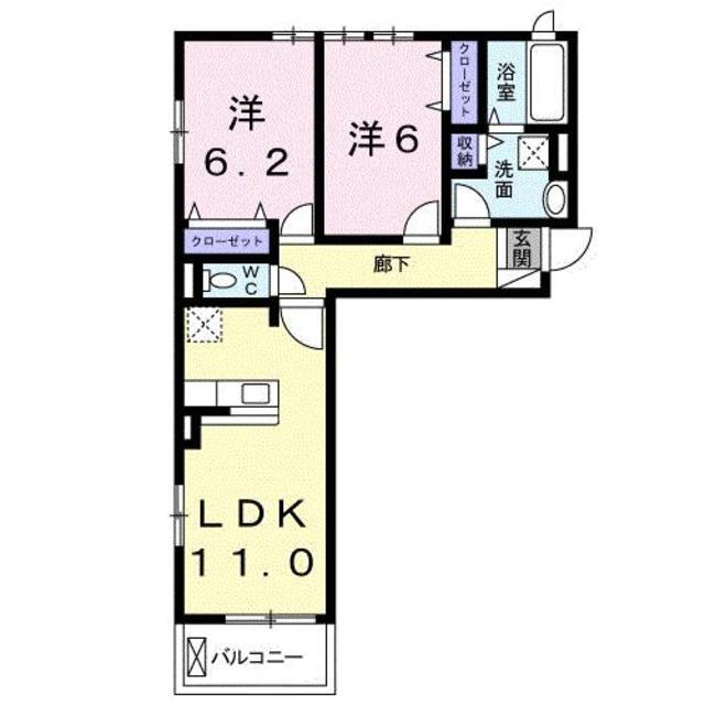 糟屋郡志免町南里のアパートの間取り