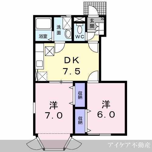 名西郡石井町石井のアパートの間取り