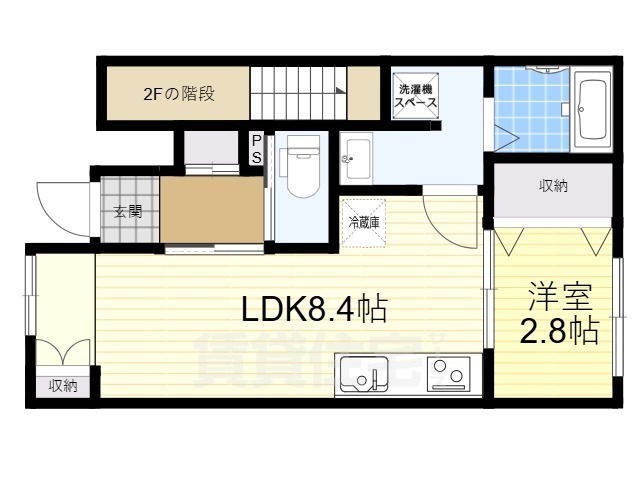 京都市伏見区深草平田町のアパートの間取り