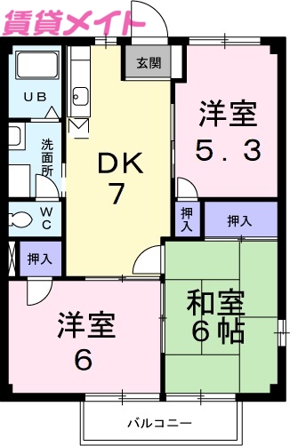 メゾンソレイユＢの間取り