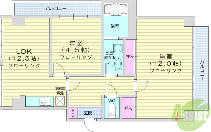 二軒茶屋グランドハイツの間取り