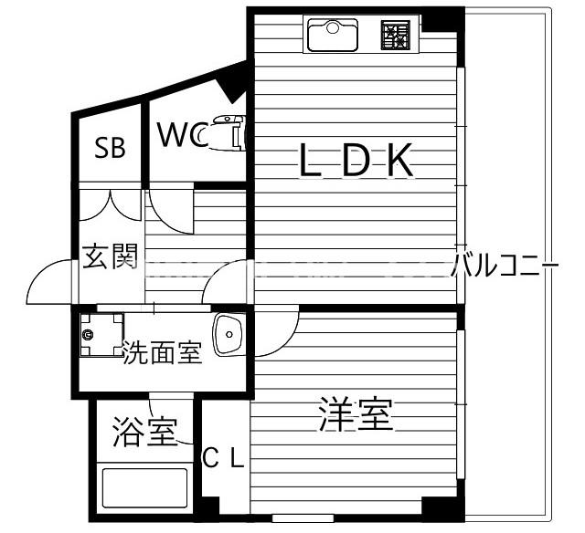 大阪市都島区片町のマンションの間取り