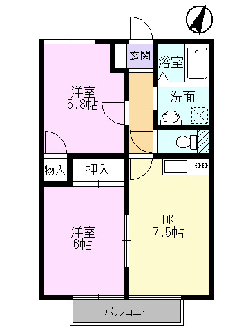 リバーサイド中津川 A棟の間取り