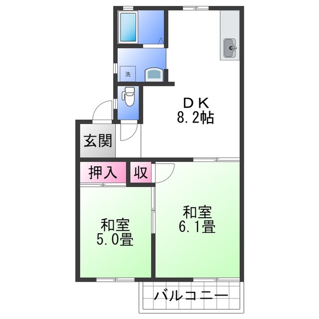 和歌山市園部のアパートの間取り