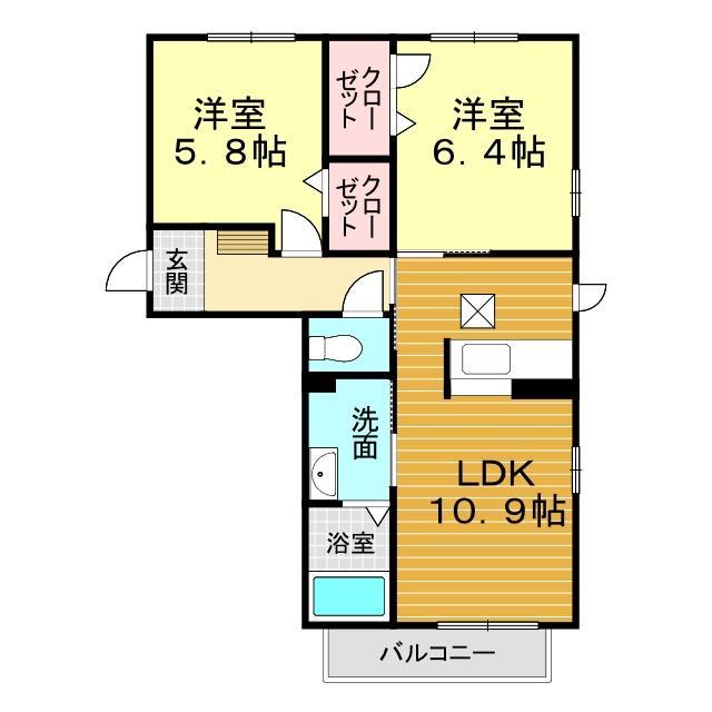 山口市小郡上郷のアパートの間取り