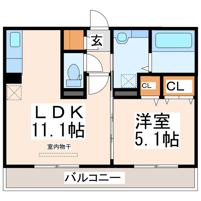 菊池郡菊陽町大字原水のアパートの間取り