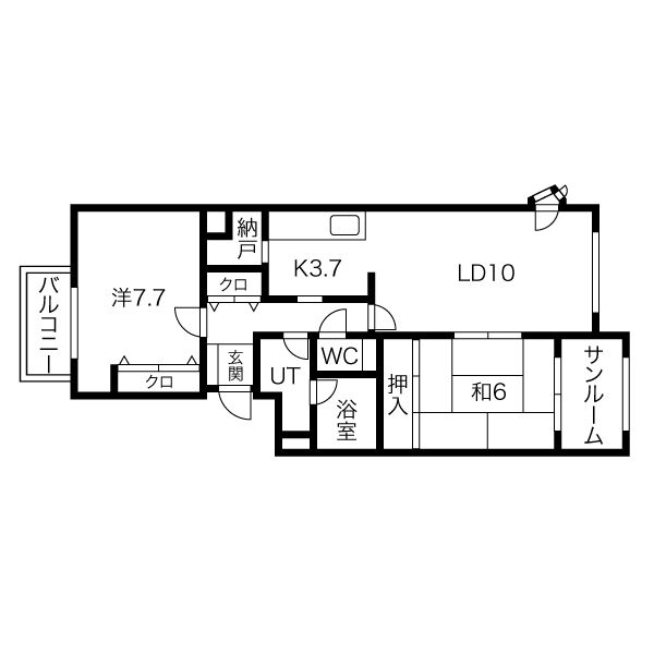 札幌市厚別区厚別北一条のマンションの間取り