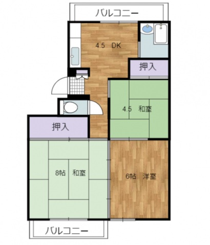 広島市東区牛田旭のマンションの間取り