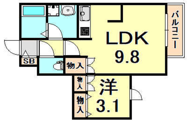 宝塚市川面のマンションの間取り