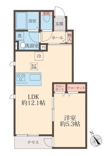 ＪＲ青梅線 昭島駅 徒歩4分 2階建 築1年の間取り写真