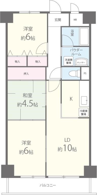 【八尾市本町のマンションの間取り】