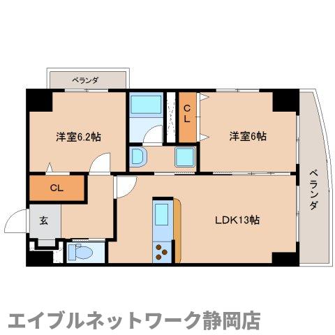 静岡市葵区一番町のマンションの間取り