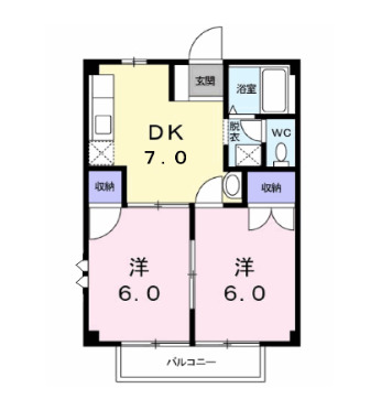 郡山市小原田のアパートの間取り