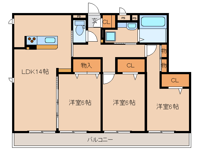 奈良市大森町のアパートの間取り