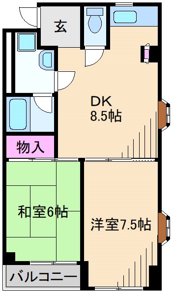 横浜市神奈川区三ツ沢中町のマンションの間取り