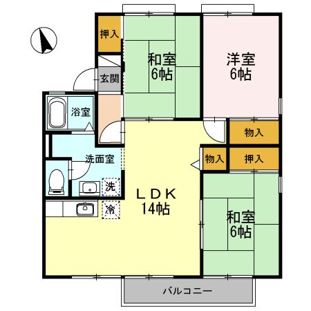 【沼津市西添町のアパートの間取り】