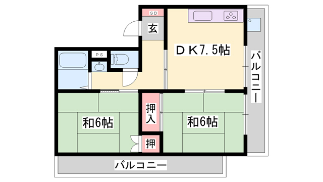 たつの市龍野町日山のマンションの間取り