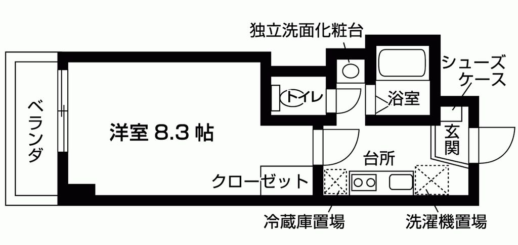 京都市左京区岩倉幡枝町のマンションの間取り