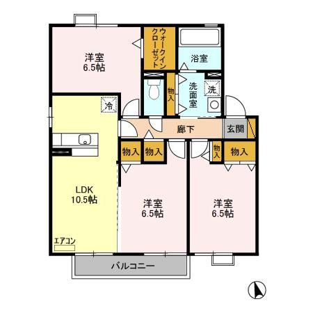 日立市本宮町のアパートの間取り