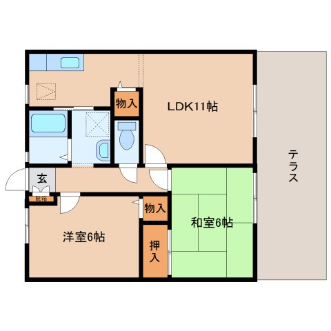 大和郡山市小泉町のアパートの間取り