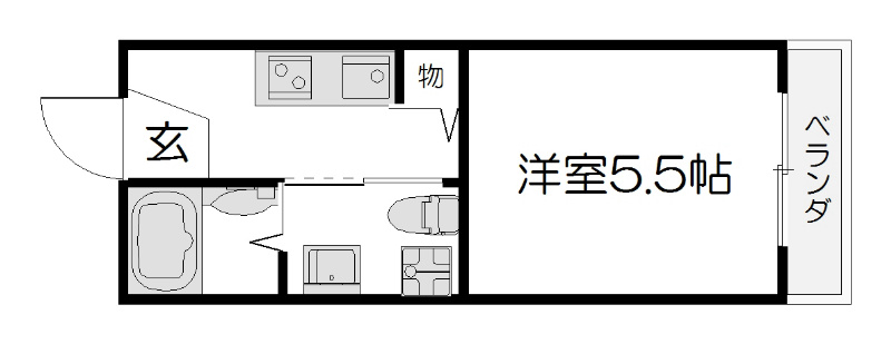 京都市下京区西七条南月読町のマンションの間取り