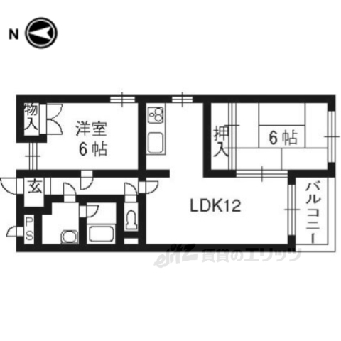 宇治市木幡のマンションの間取り