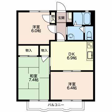 豊橋市南栄町のアパートの間取り