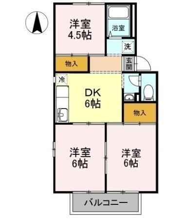 松山市余戸東のアパートの間取り