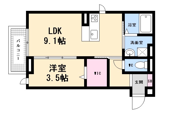 広島市西区草津本町のアパートの間取り