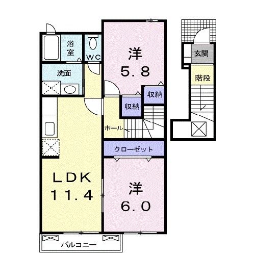 神埼市千代田町下西のアパートの間取り