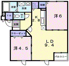 恵庭市和光町のアパートの間取り