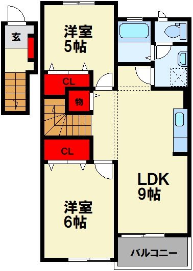 嘉穂郡桂川町大字九郎丸のアパートの間取り