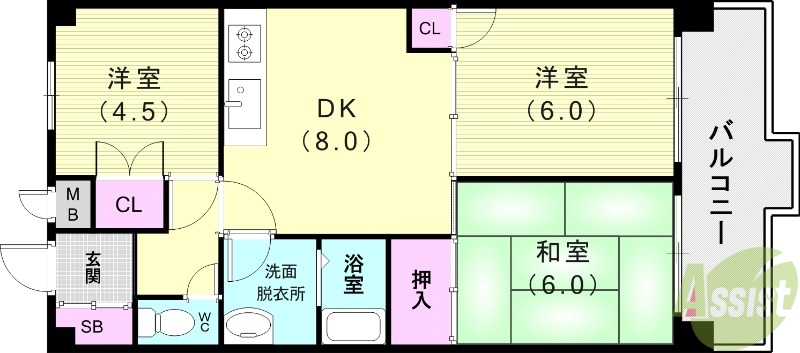 ハイツ甲村の間取り