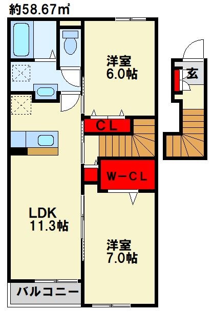 中間市朝霧のアパートの間取り