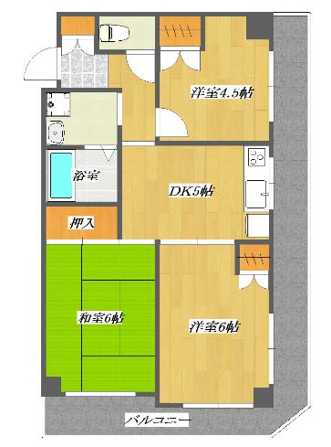 マンションカネイ１５の間取り