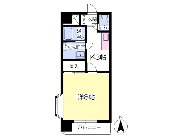 松山市山越のマンションの間取り