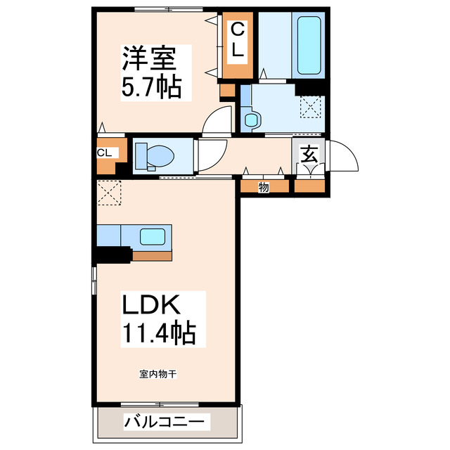 菊池郡菊陽町大字原水のアパートの間取り