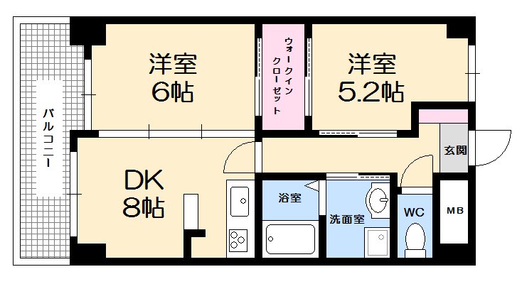 広島市西区観音本町のマンションの間取り